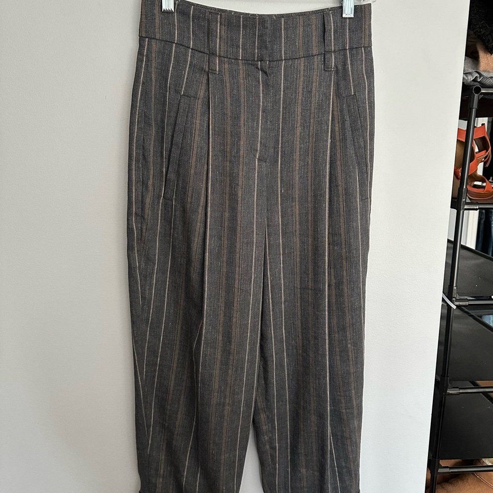 Brunello Cucinelli Gray Pinstripe Trousers